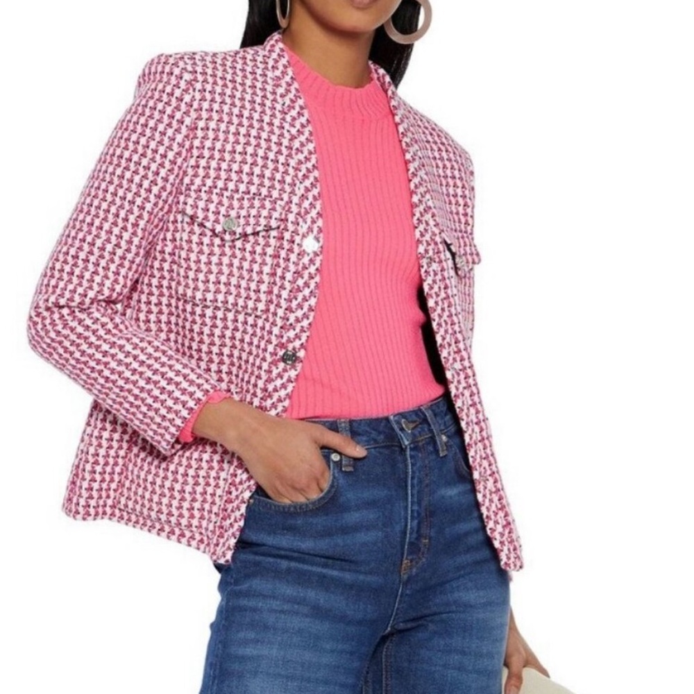 NWT Maje Vyza Tweed Jacket in Pink - size 40/L
